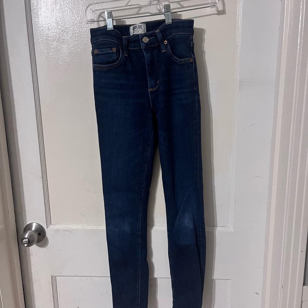 Agolde Dark Blue High-Rise Skinny Jeans